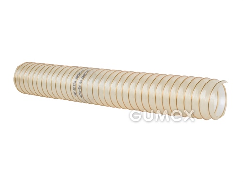 Vzduchotechnická hadica pre drevársky priemysel VULCANO PU AS-UL94 PLUS, 32mm, -0,08bar, odpor <10.8 Ω, samozhášavá, TPU (éterová báza), pomedená oceľová špirála, -40°C/+90°C, transparentná